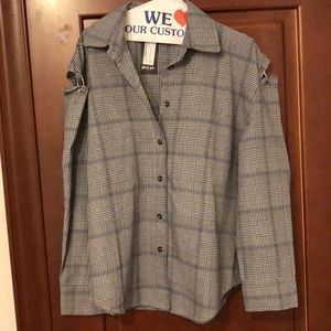 Black checked shirt with eyelet